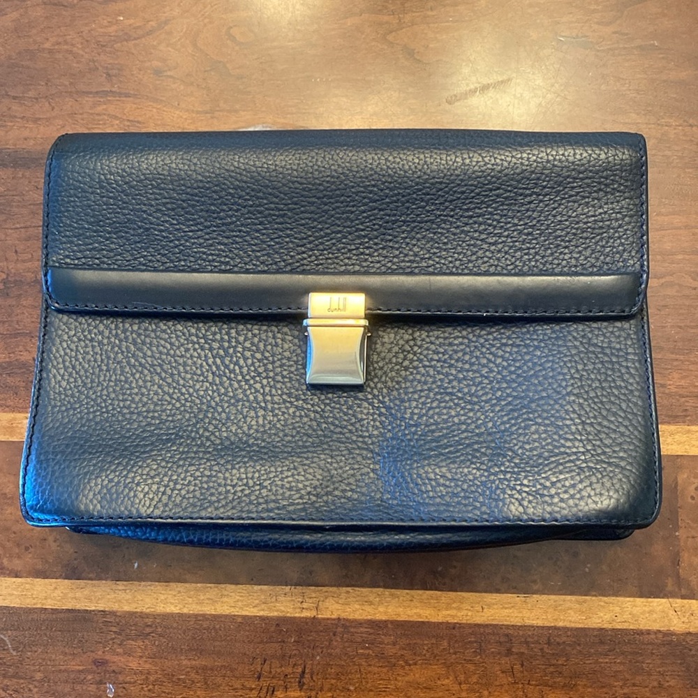 Vintage Dunhill Black Leather Wristlet / Clutch